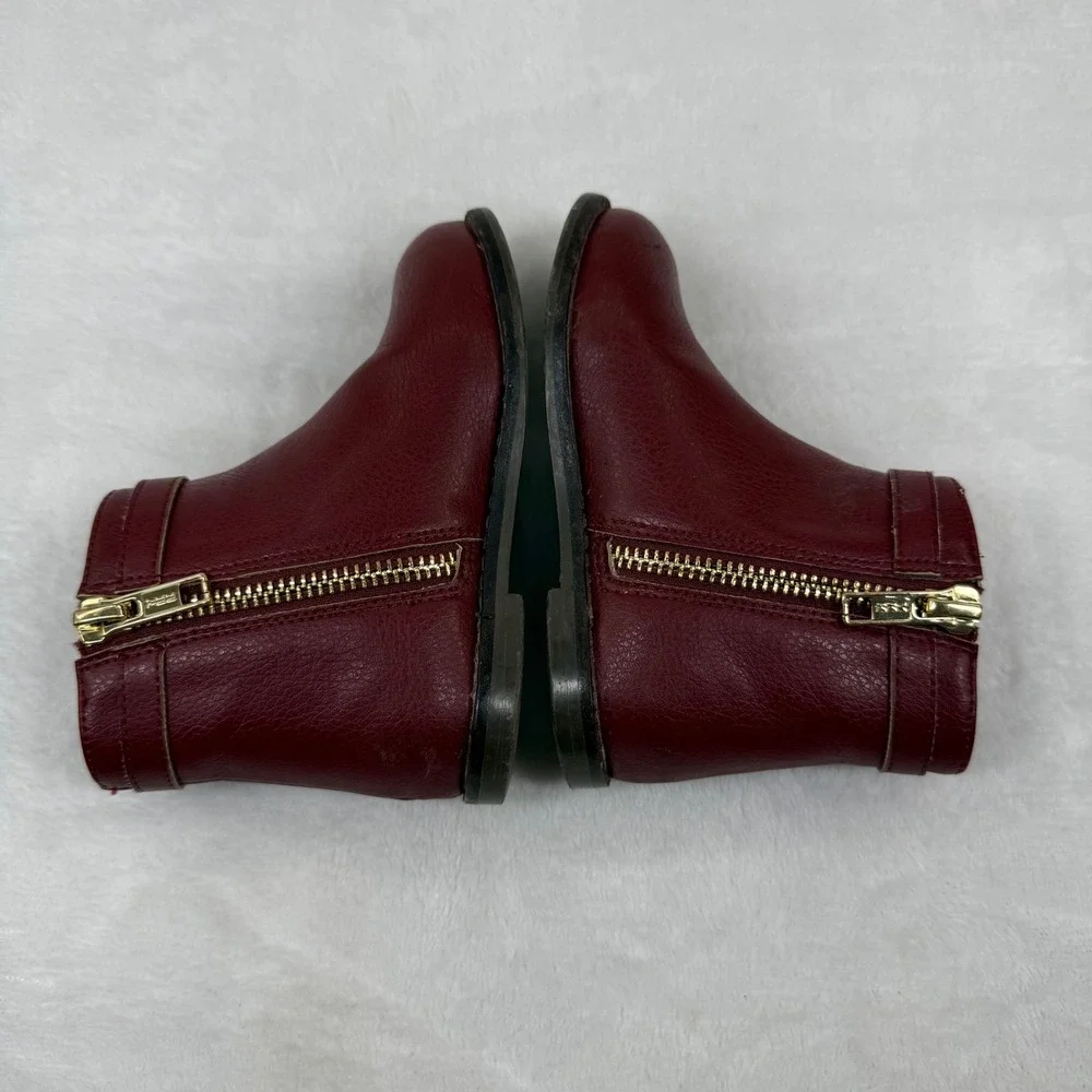 Janie and Jack Toddler Burgundy Red Bow Side Zip Ankle Boots Size 7 100047094‎
